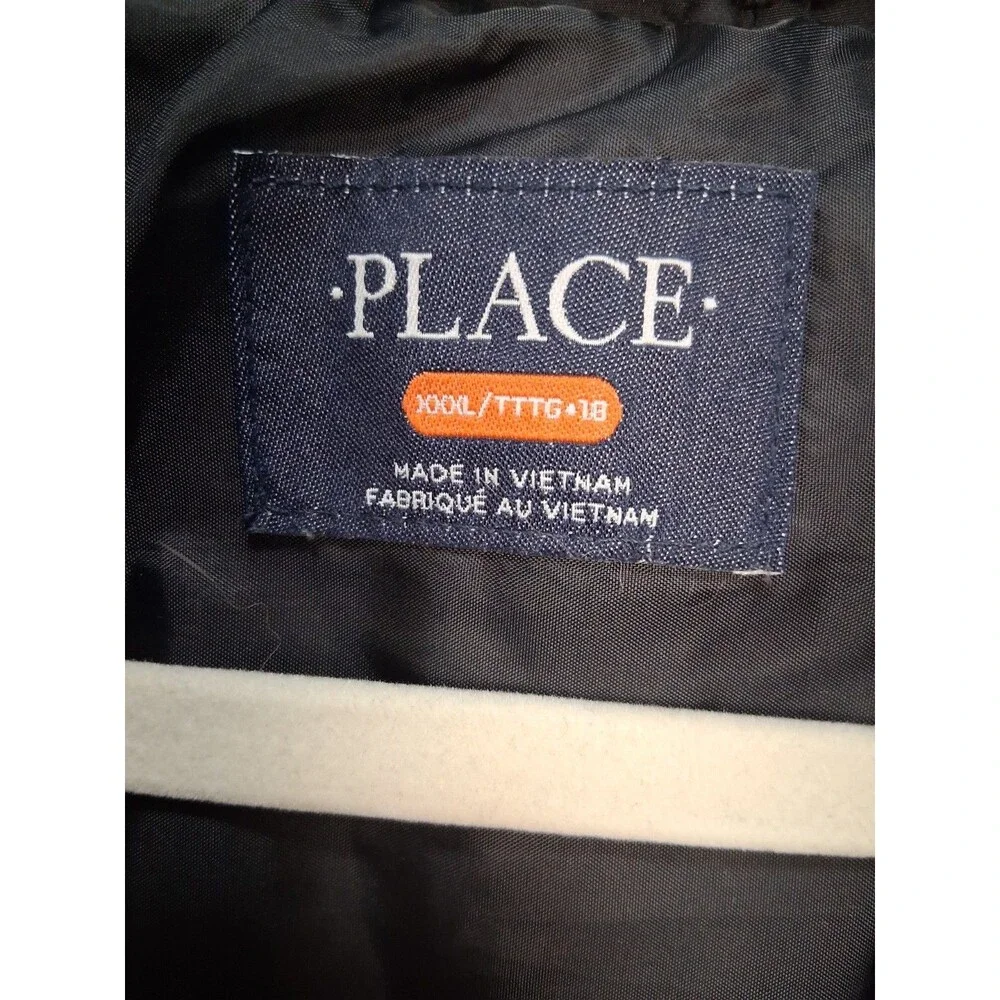 Children’s Place Puffer Jacket Kids Size 18 XXXL Black Lightweight Unisex